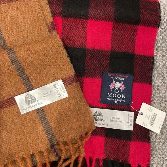 Pair of J Crew Abraham Moon British Wool Classic Plaid Scarves - Picture 2 of 5